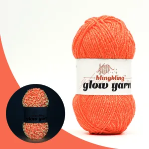 Halloween pumpkin color acrylic glow-in-the-dark yarn (red glow-in-the-dark effect)