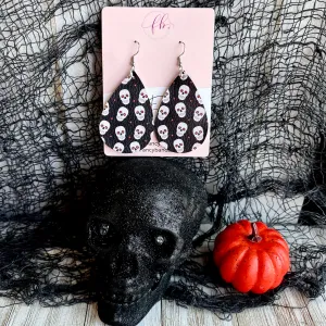 Halloween Skulls Faux Leather Drop Ear Bling