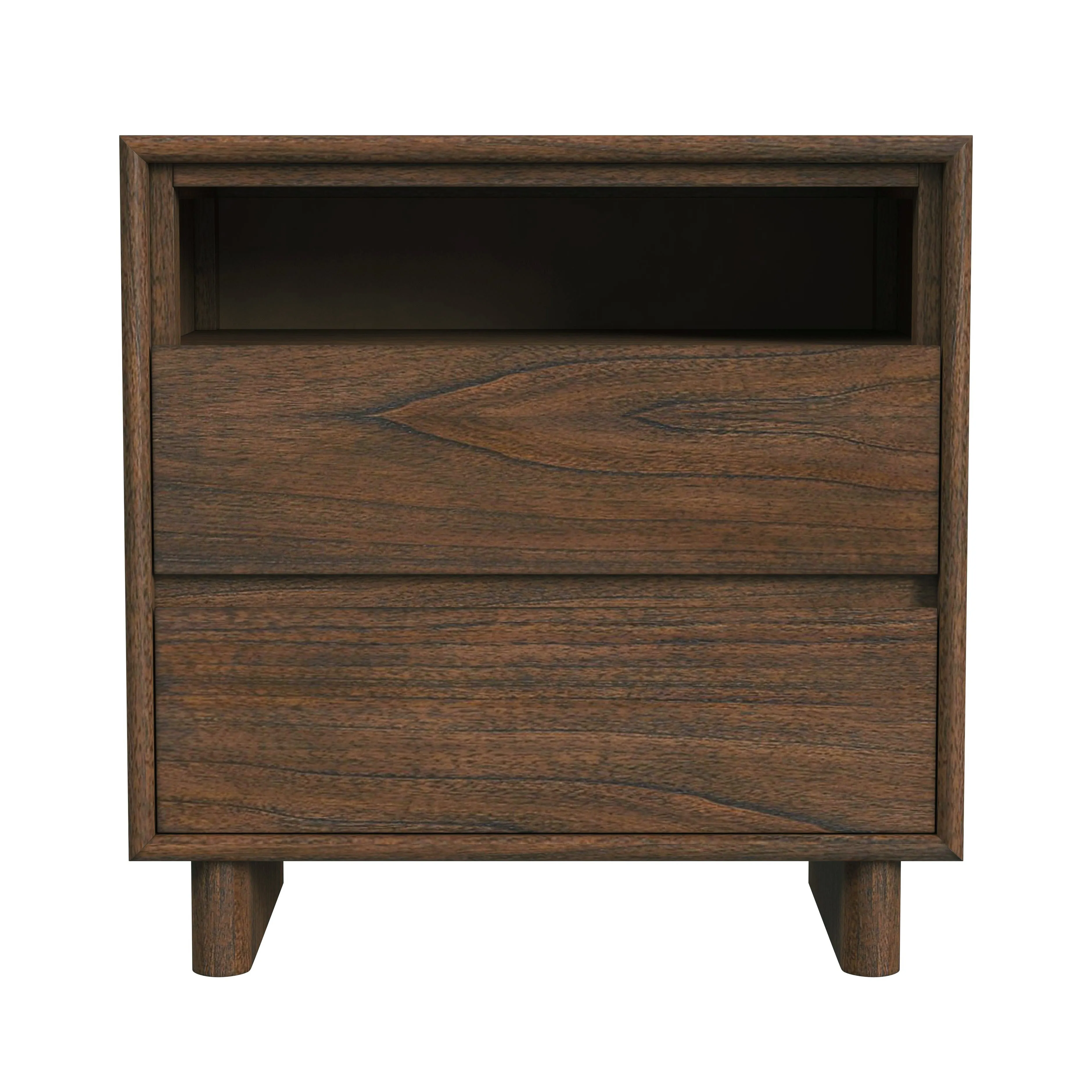 Halmstad Wood Panel 2 Drawer Nightstand in Brown  5768188