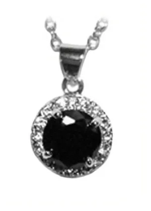 Halo Jet Black Crystal Petite Pendant Necklace