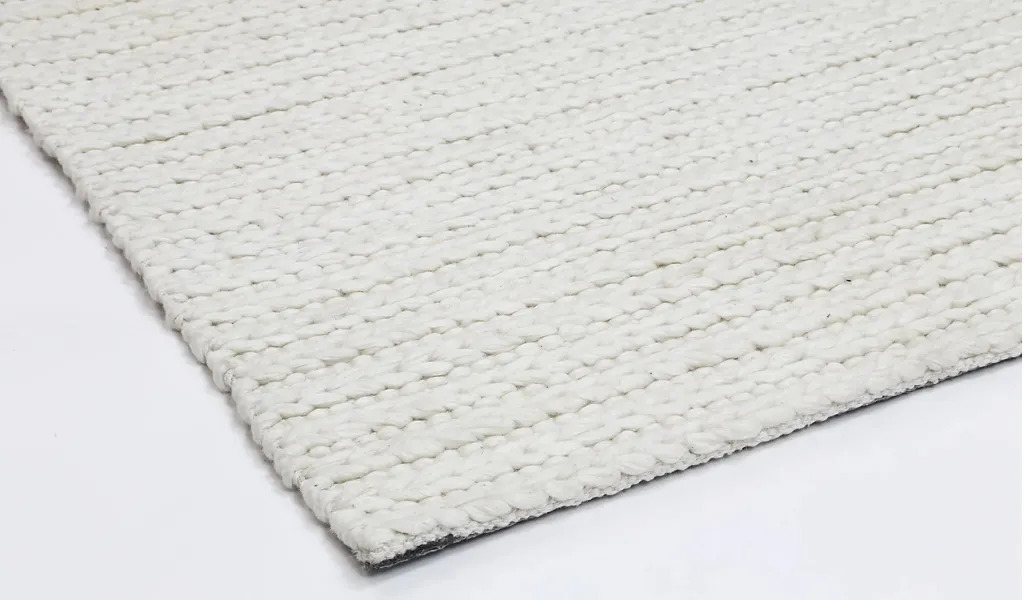 Halo White Braided Pattern Wool Blend Rug