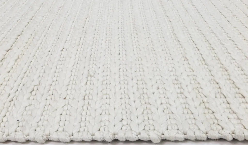 Halo White Braided Pattern Wool Blend Rug