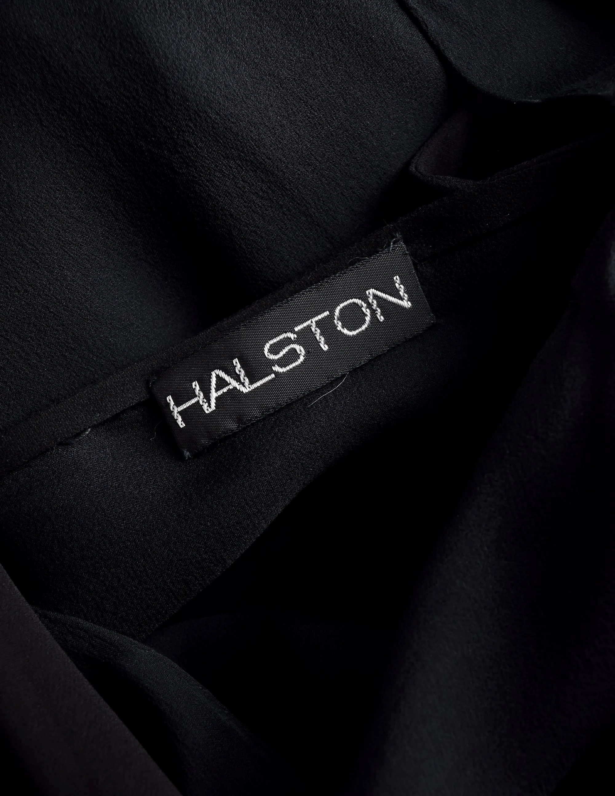 Halston Vintage 1970s Black Silk Chiffon Dress