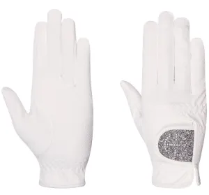 Halter Ego® Competition Gloves - Silver Gray Glitter & Crystal Logo