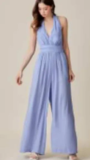 Halter pleated jumpsuit