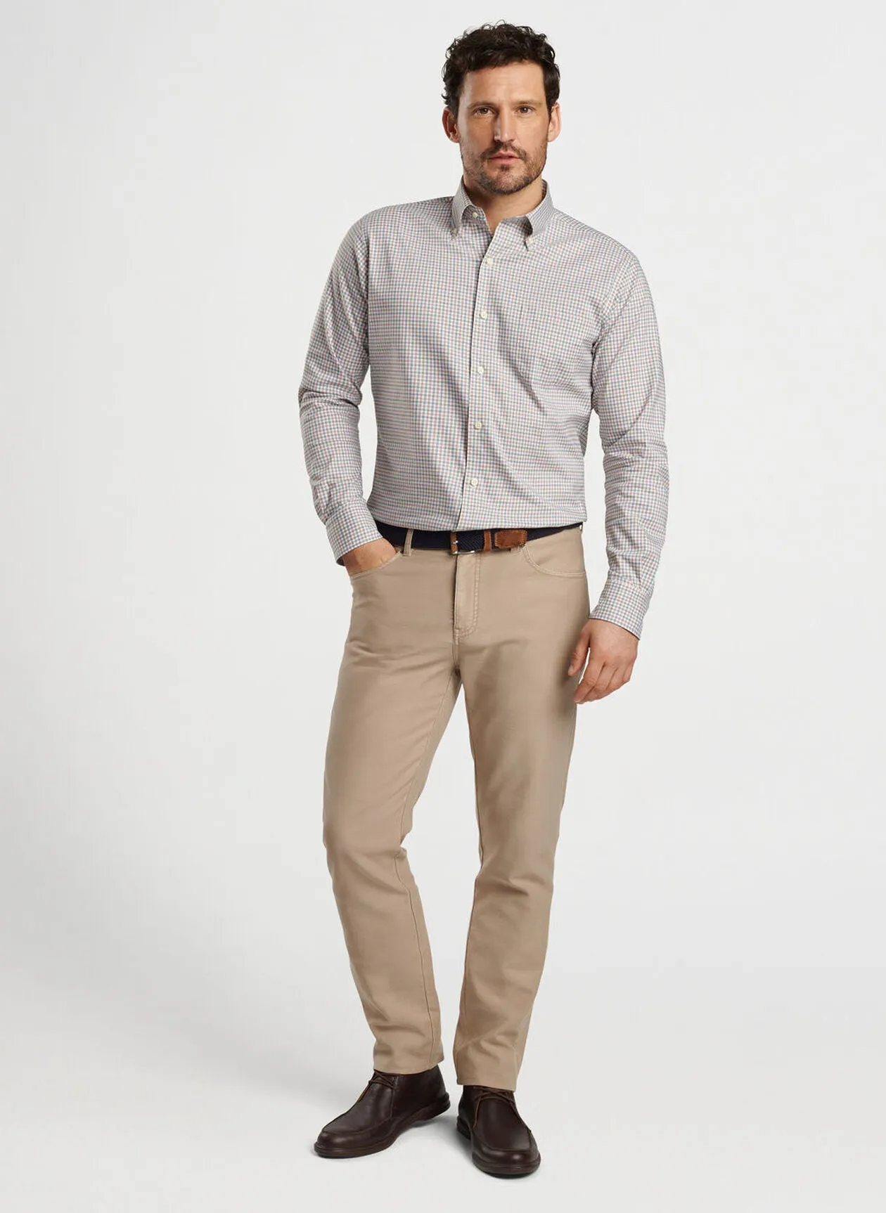 Hamilton Crown Lite Cotton-Stretch Sport Shirt in Sherwood by Peter Millar