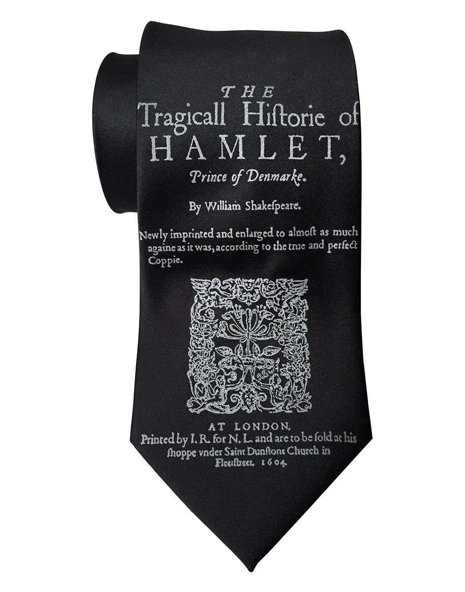 Hamlet Necktie, Shakespeare Print Silk Tie