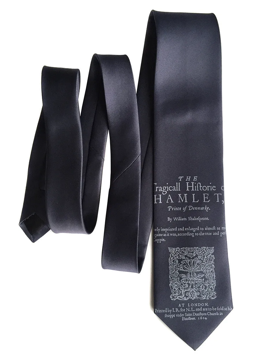 Hamlet Necktie, Shakespeare Print Silk Tie