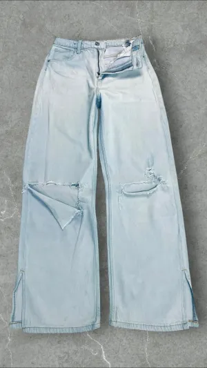 H&M ADJUSTABLE WAIST WIDE LEG JEANS