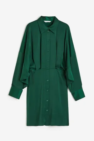 H&M Satin Shirt dress, dark green