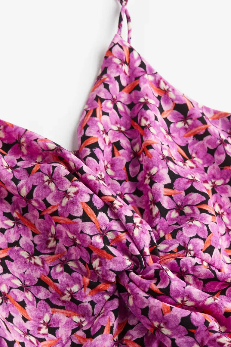 H&M V-neck dress, purple/floral