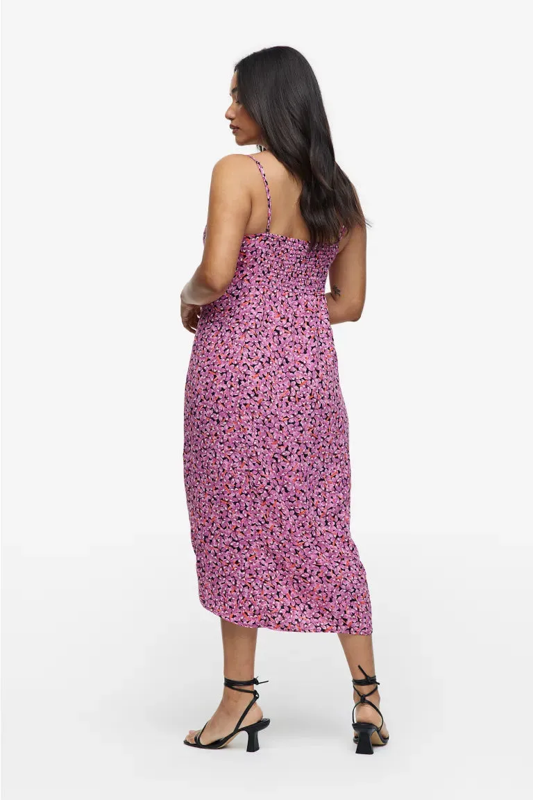 H&M V-neck dress, purple/floral