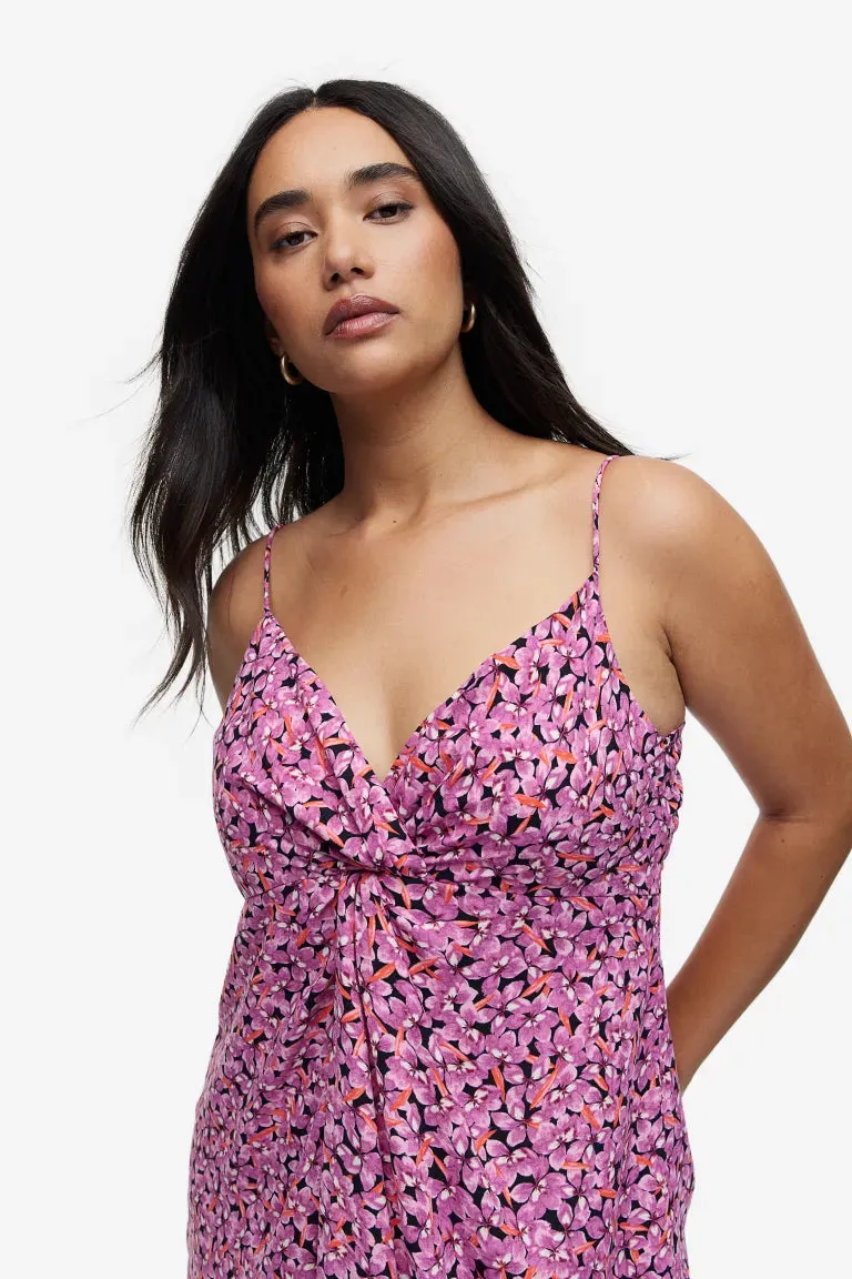 H&M V-neck dress, purple/floral