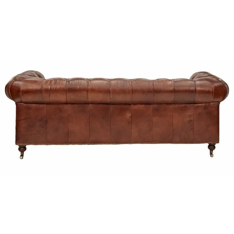 Hampton Court Aged Leather Chesterfield 3 Seat Sofa