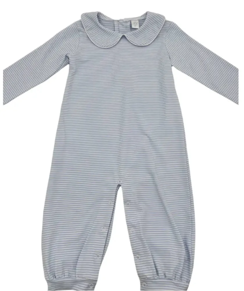 Hampton James Long Sleeve Striped Blue Romper