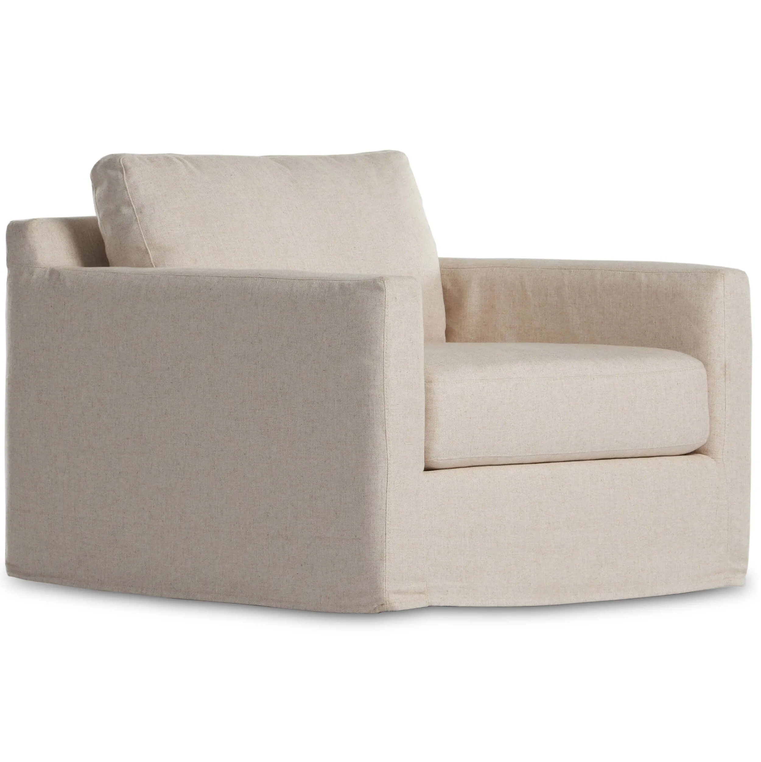 Hampton Slipcover Swivel Chair, Evere Oatmeal