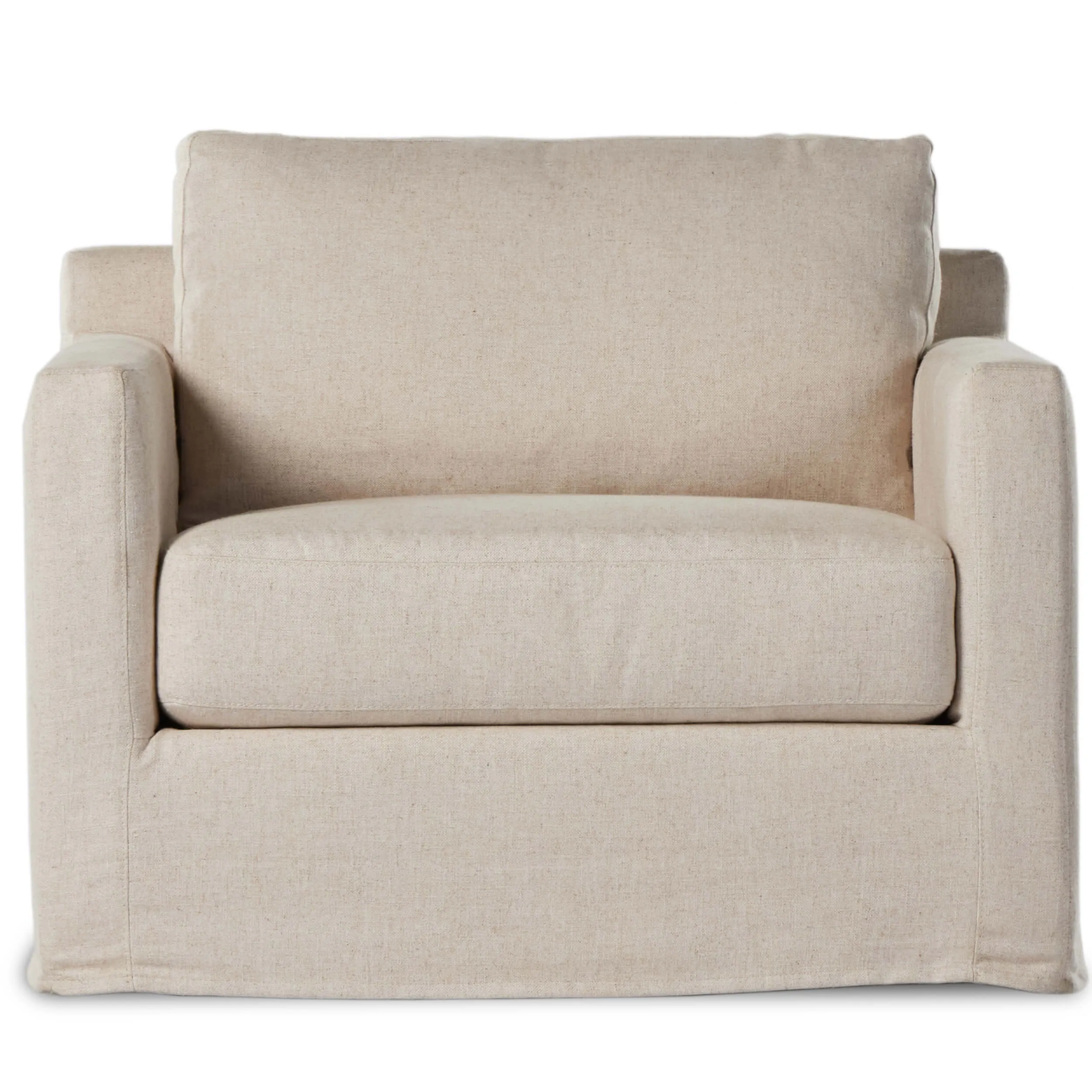 Hampton Slipcover Swivel Chair, Evere Oatmeal