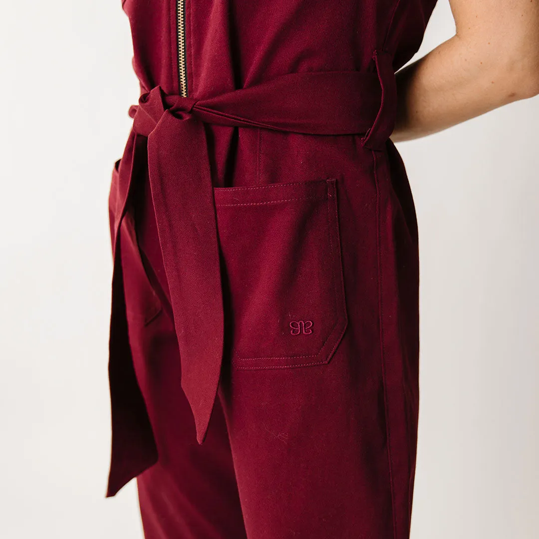 Hamptons Jumpsuit, Maroon Canvas