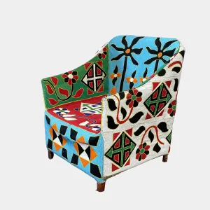 Hand Beaded African Yoruba Chair