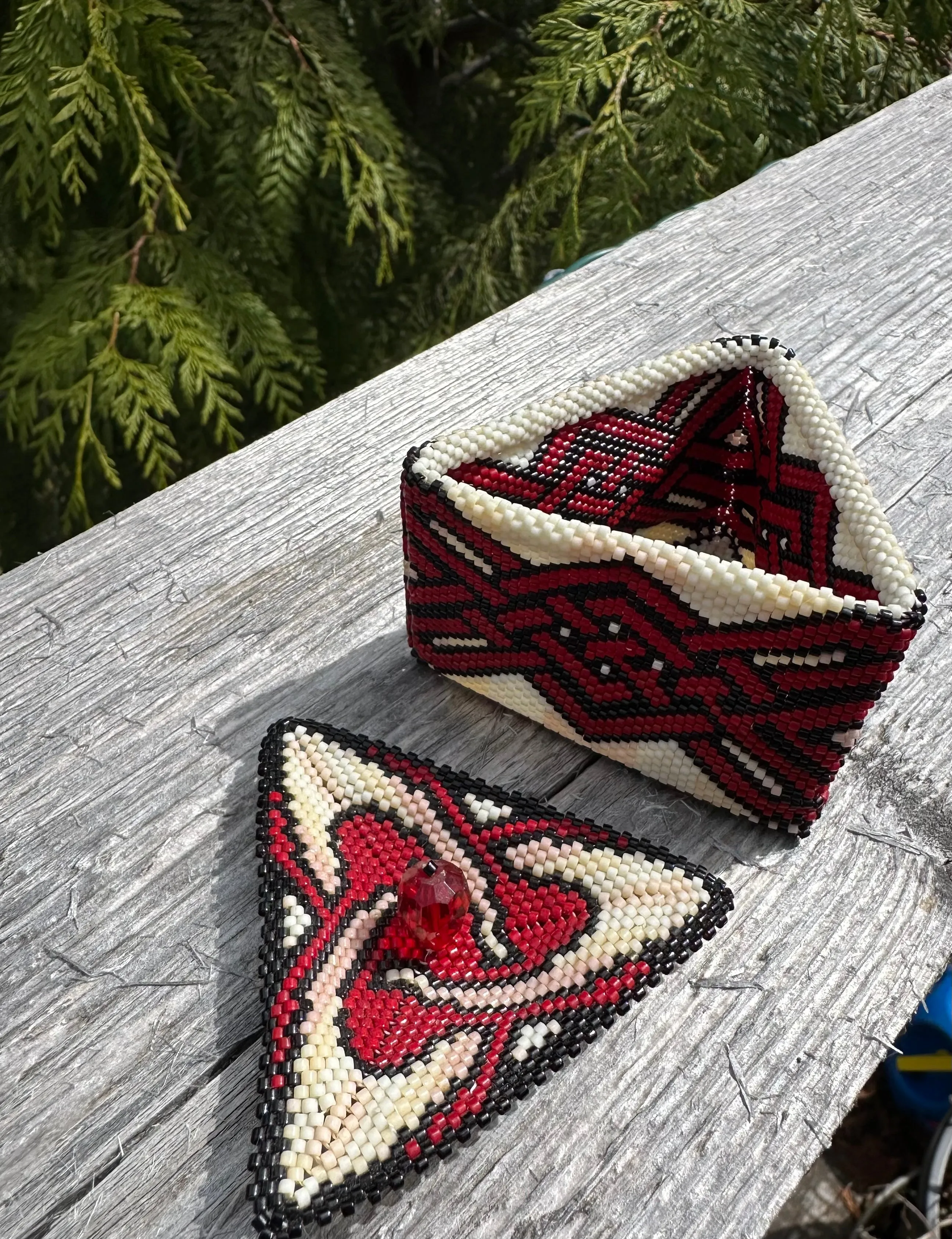 Hand Beaded Boxes With Lids in Four Styles By Paula Lawson of Skidegate