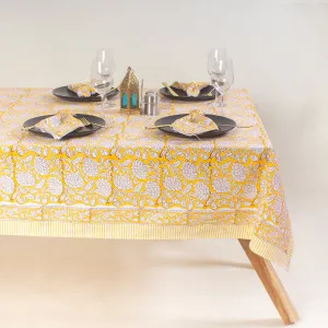 Hand Block Floral Print Dining Table Cover 4 & 6 Seater