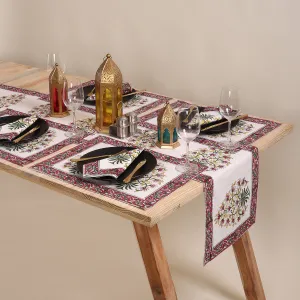 Hand Block Floral Printed Cotton Center Table Runner