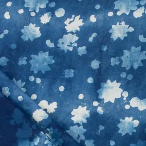 Hand Block Floral Printed Indigo Fabric