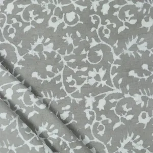 Hand Block Floral Printed Voile Cotton Fabric Cloth