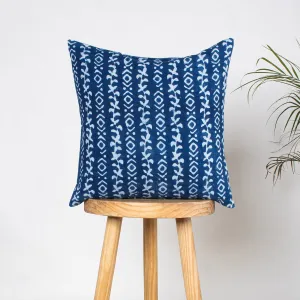 Hand Block Indigo Abstract Printed Pure Cotton Silk Cushion Covers