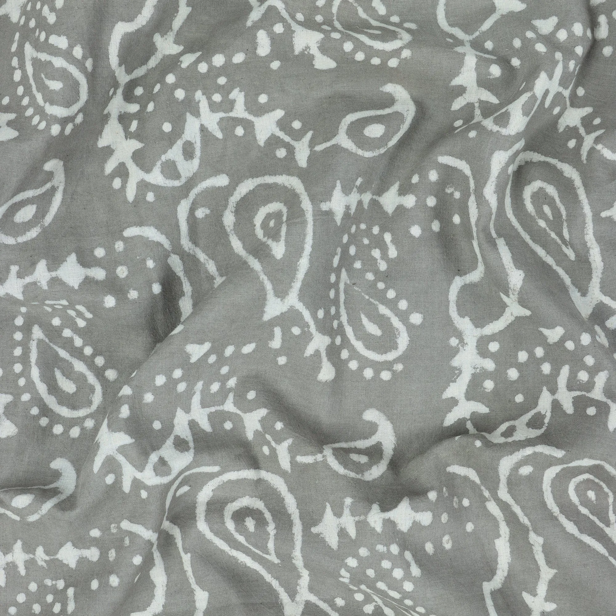 Hand Block Paisley Printed Cotton Dabu Print Fabric