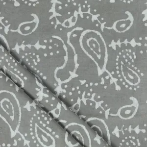 Hand Block Paisley Printed Cotton Dabu Print Fabric