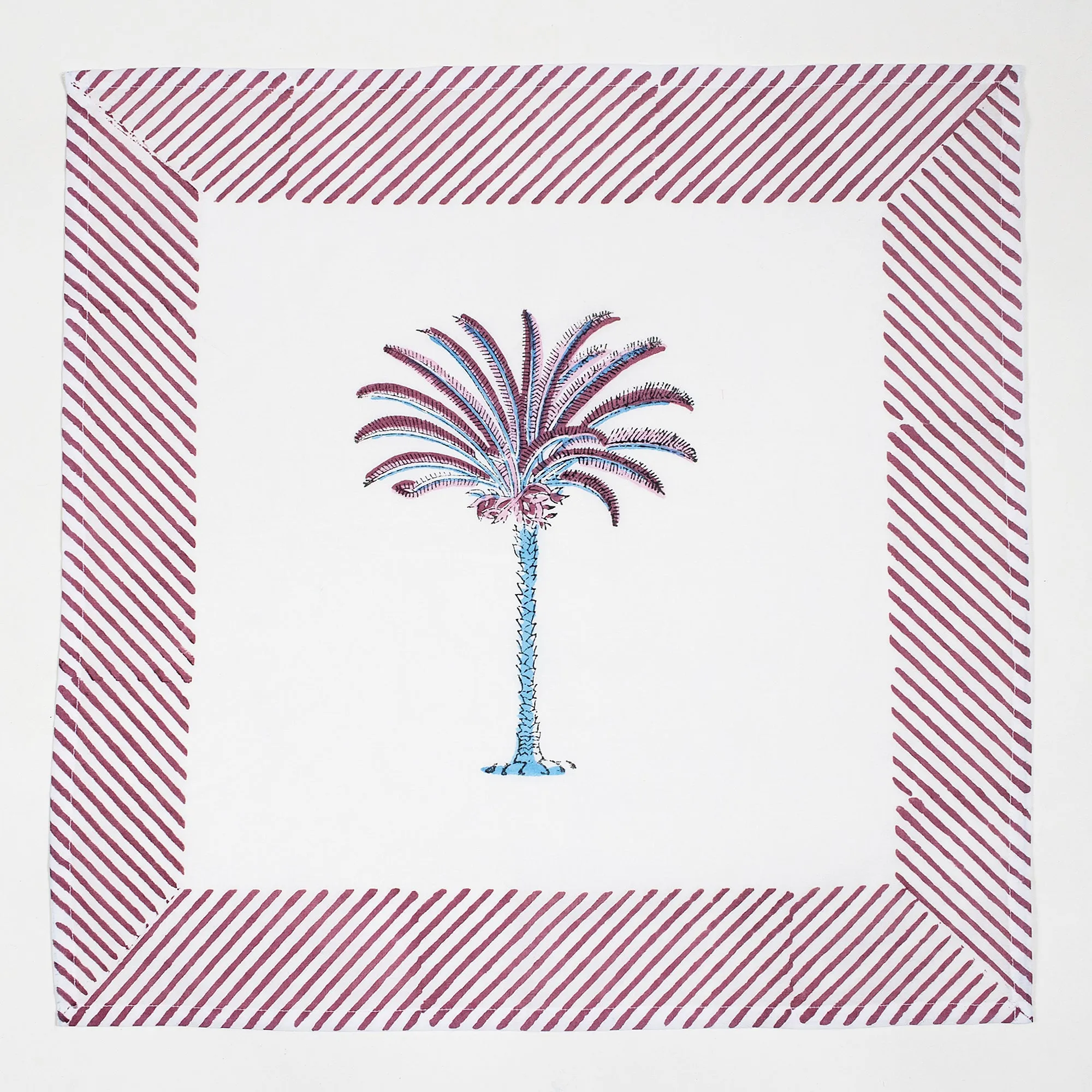 Hand Block Palm Tree Printed Soft Napkins