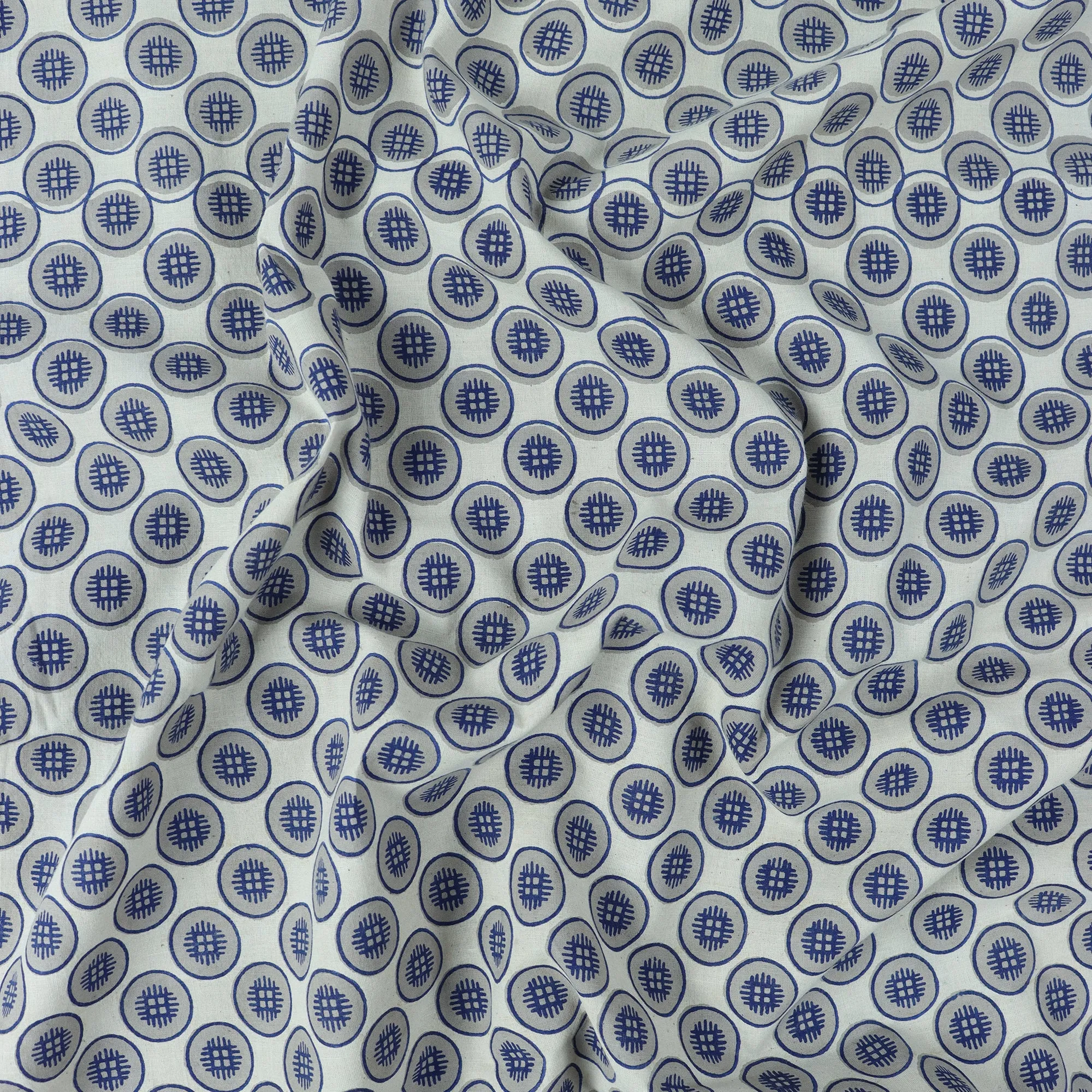 Hand Block Print Silk Voile Cotton Fabric