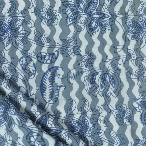 Hand Block Wave Printed Voile Fabric Cotton Cloth