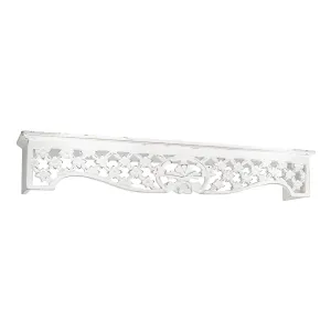 Hand-Carved Medallion Floating Wall Shelf - Whitewashed (30”)