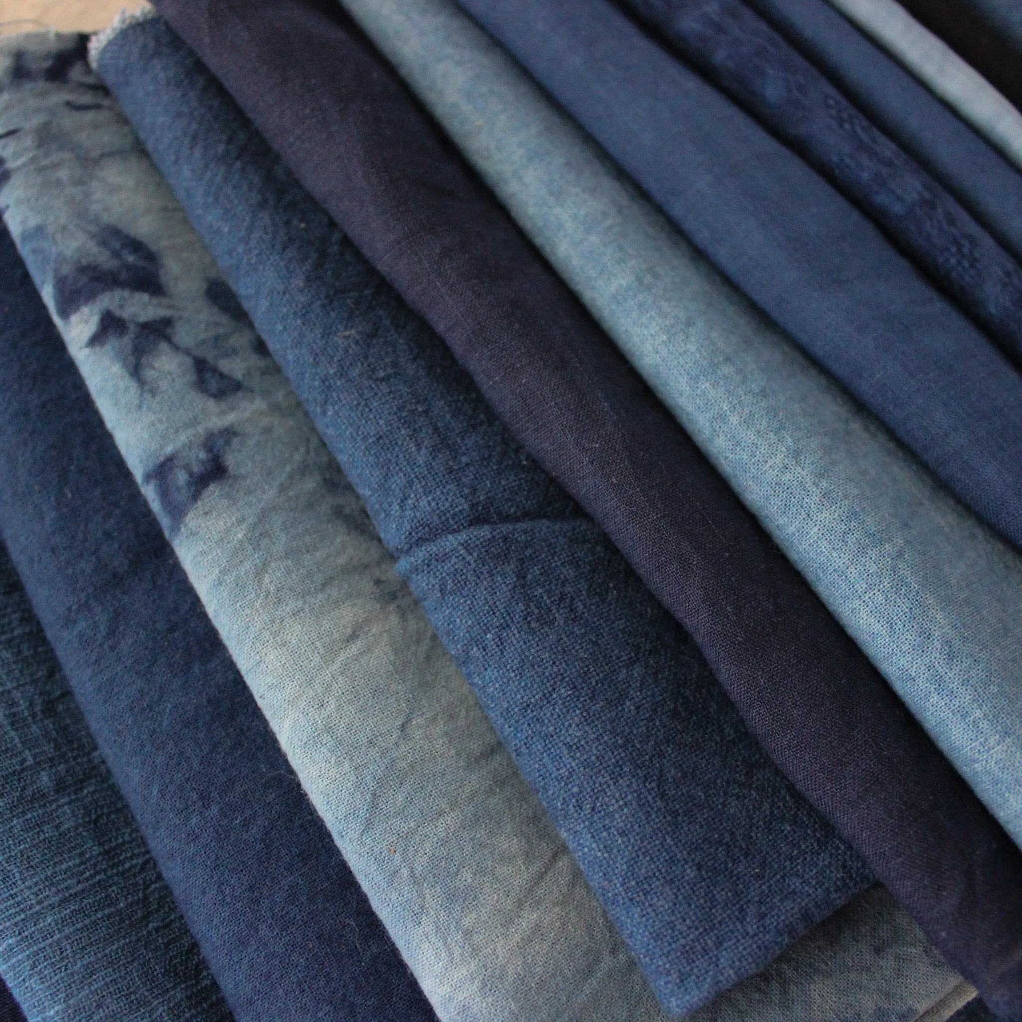 Hand Dyed Indigo Fabric Remnants