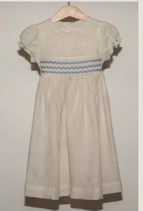 Hand Embroidered Dress in Ecru Linen