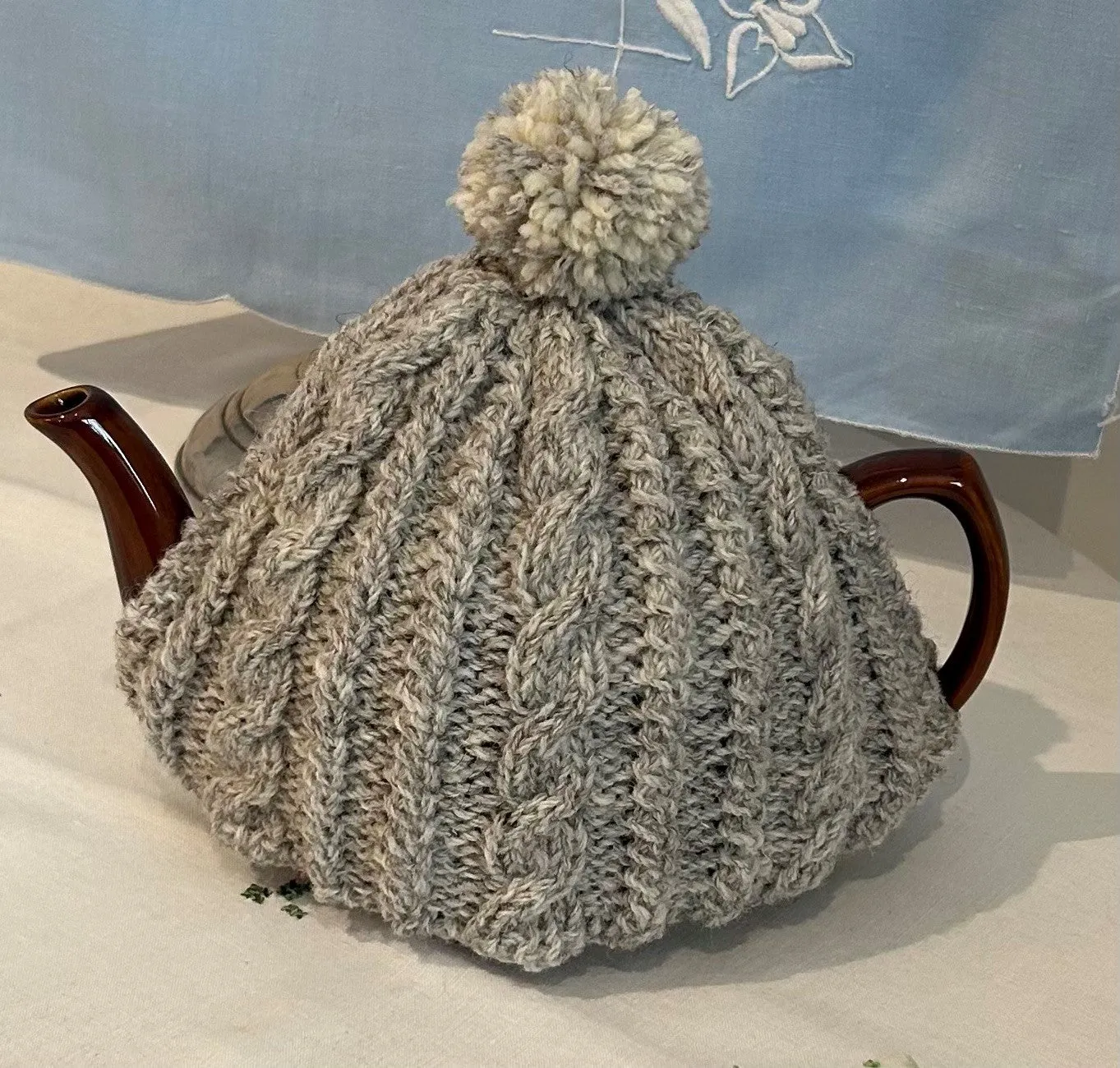 Hand Knit Irish Tea Cosy - "Orla" Grey