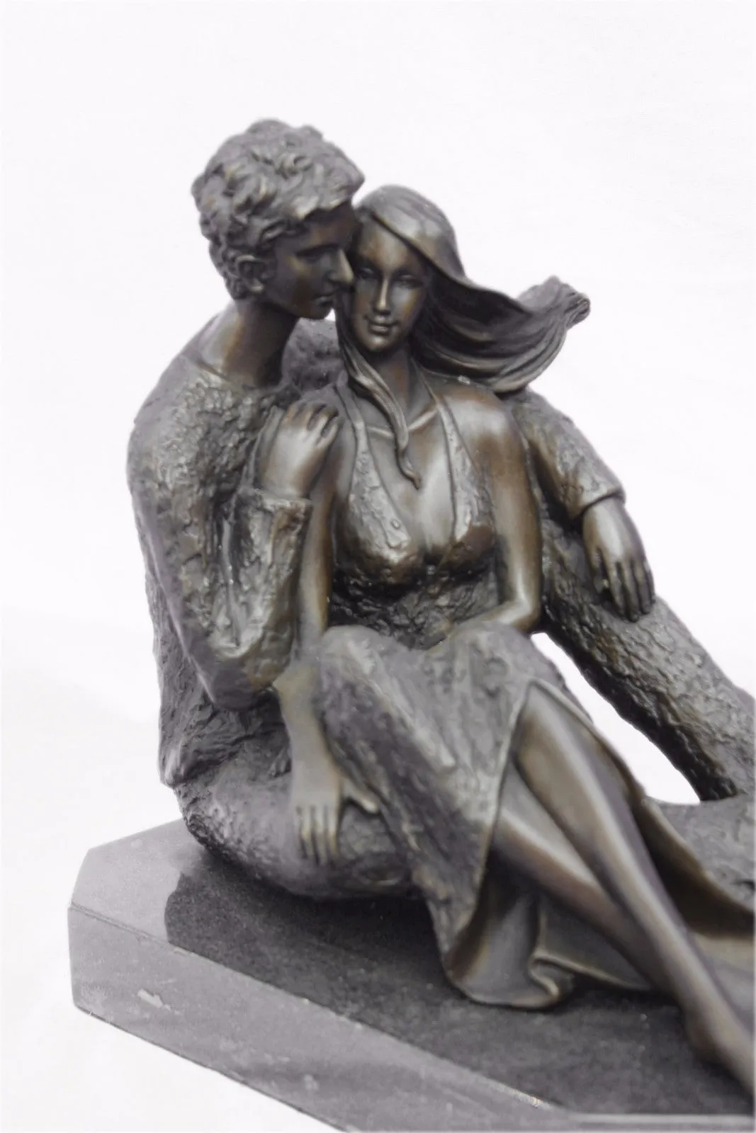 Hand Made Museum Quality Classic Modern Art Man & His Girl Friend Bronze Statue