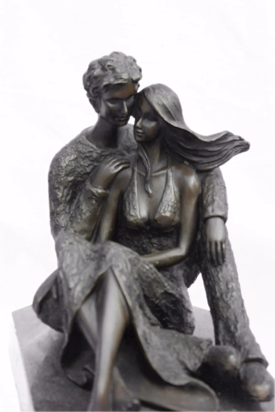 Hand Made Museum Quality Classic Modern Art Man & His Girl Friend Bronze Statue