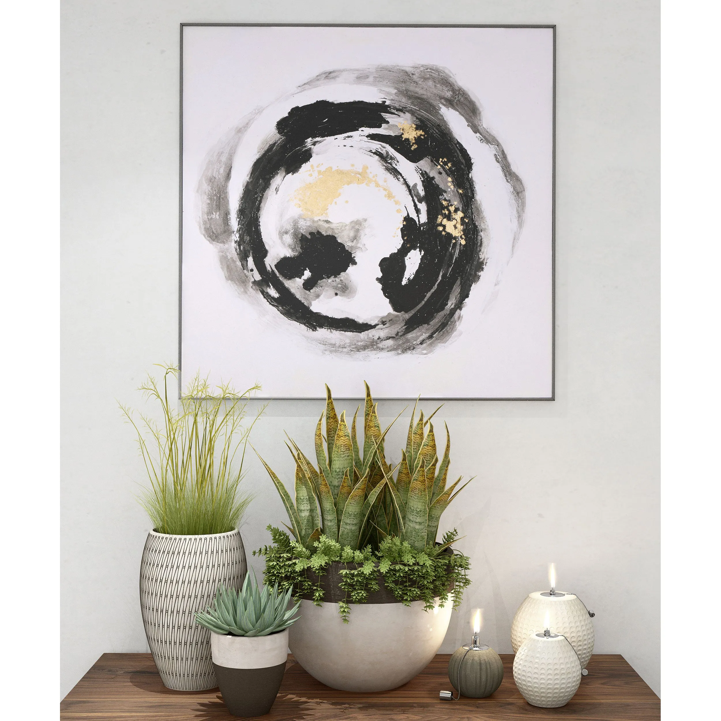 Hand painted abstract circle wall art