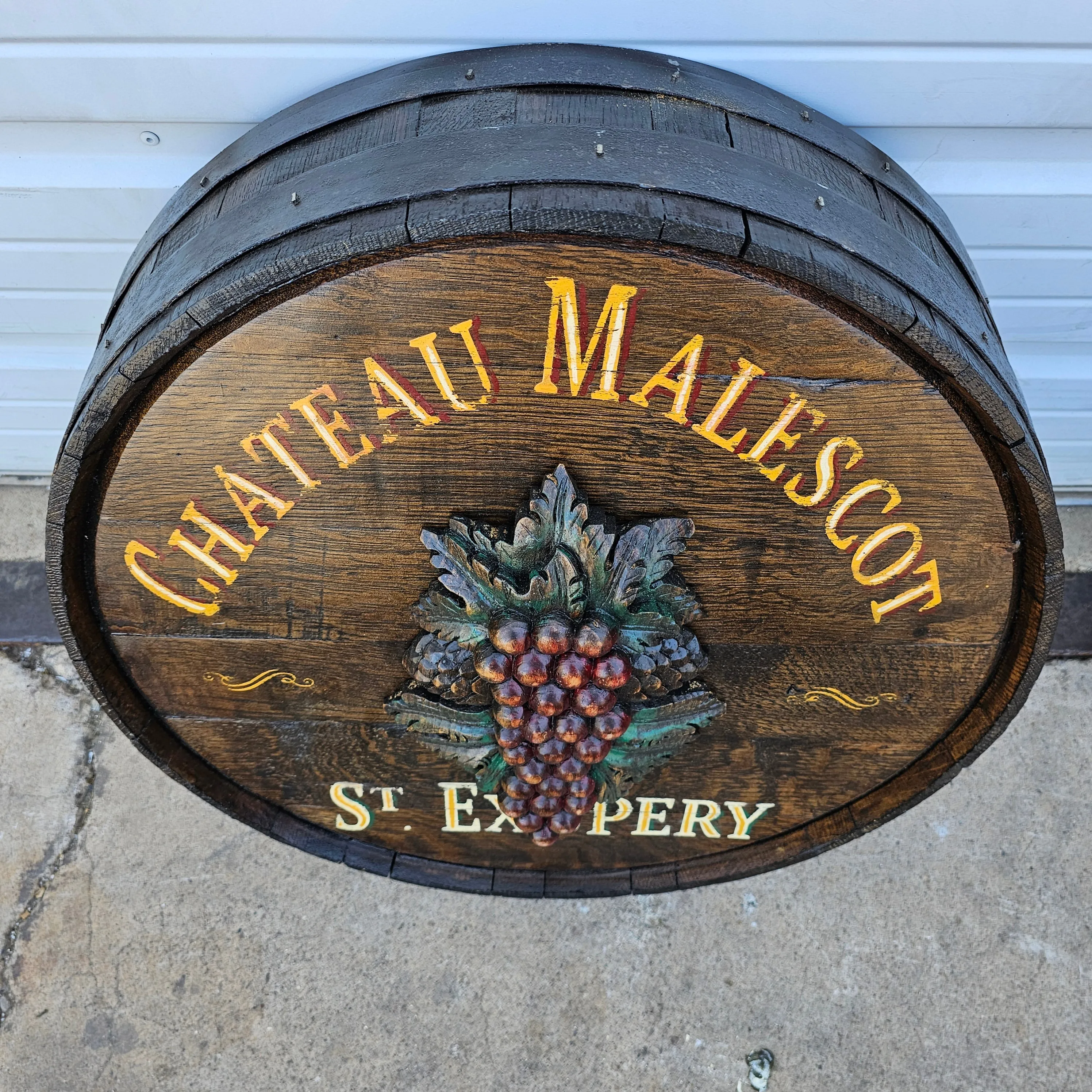 Hand Painted Chateau Malescot Wine Barrel End