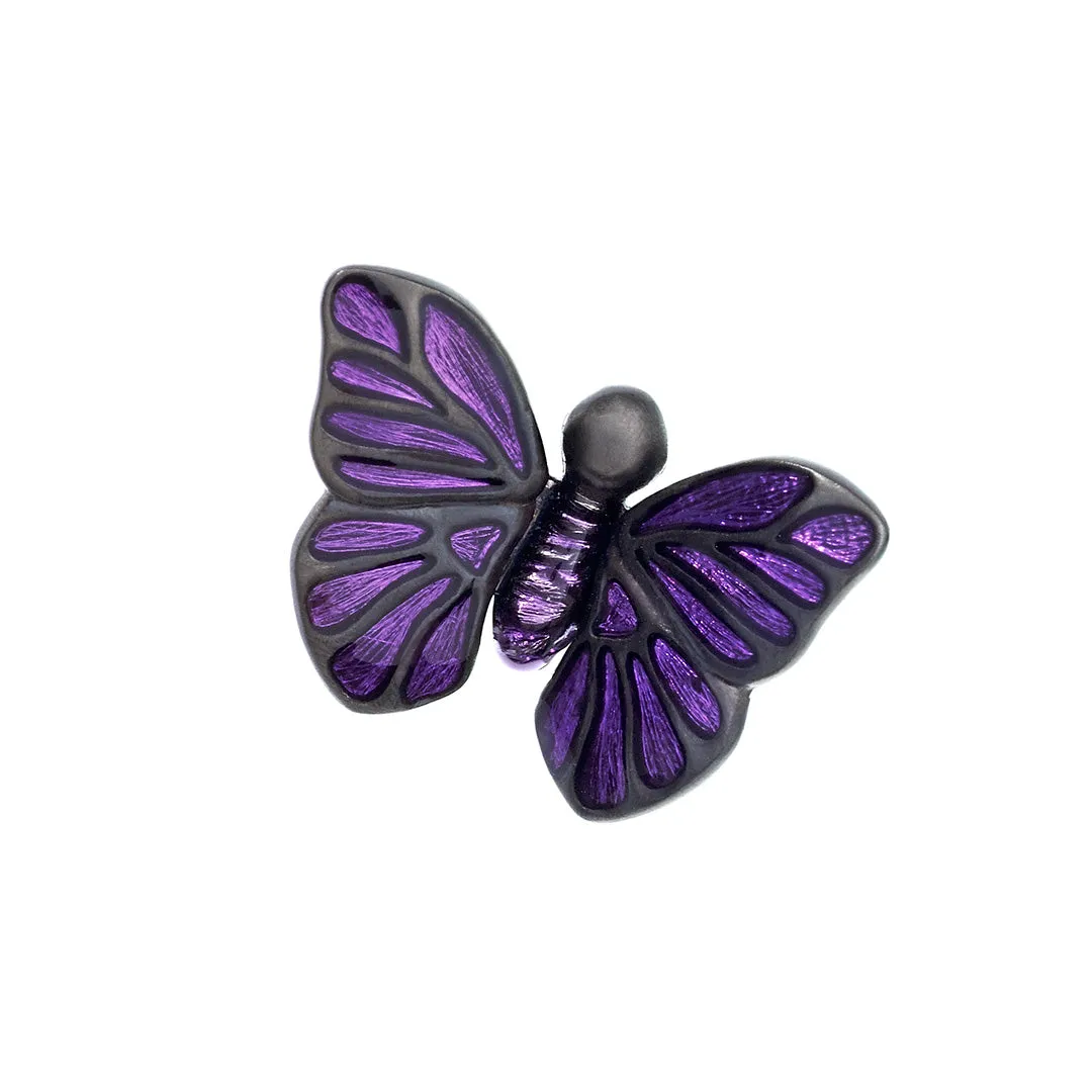 Hand Painted Enamel Butterfly Sterling Silver Lapel Pin I Jan Leslie