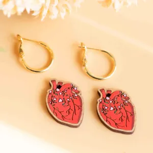 Hand-Painted Floral Heart Hoop Earrings - PEA16005H