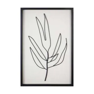 Hand-Painted Leaf Wall Art with Matte Black Finish