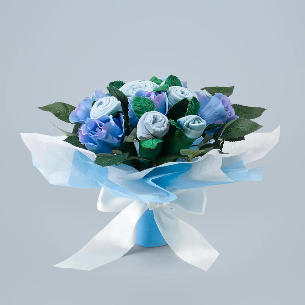 Hand Tied Baby Clothes Bouquet - Blue