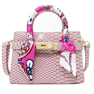 Handbag | Patent Crocodile Scarf - Light Pink | Tiny Treats and Zomi Gems