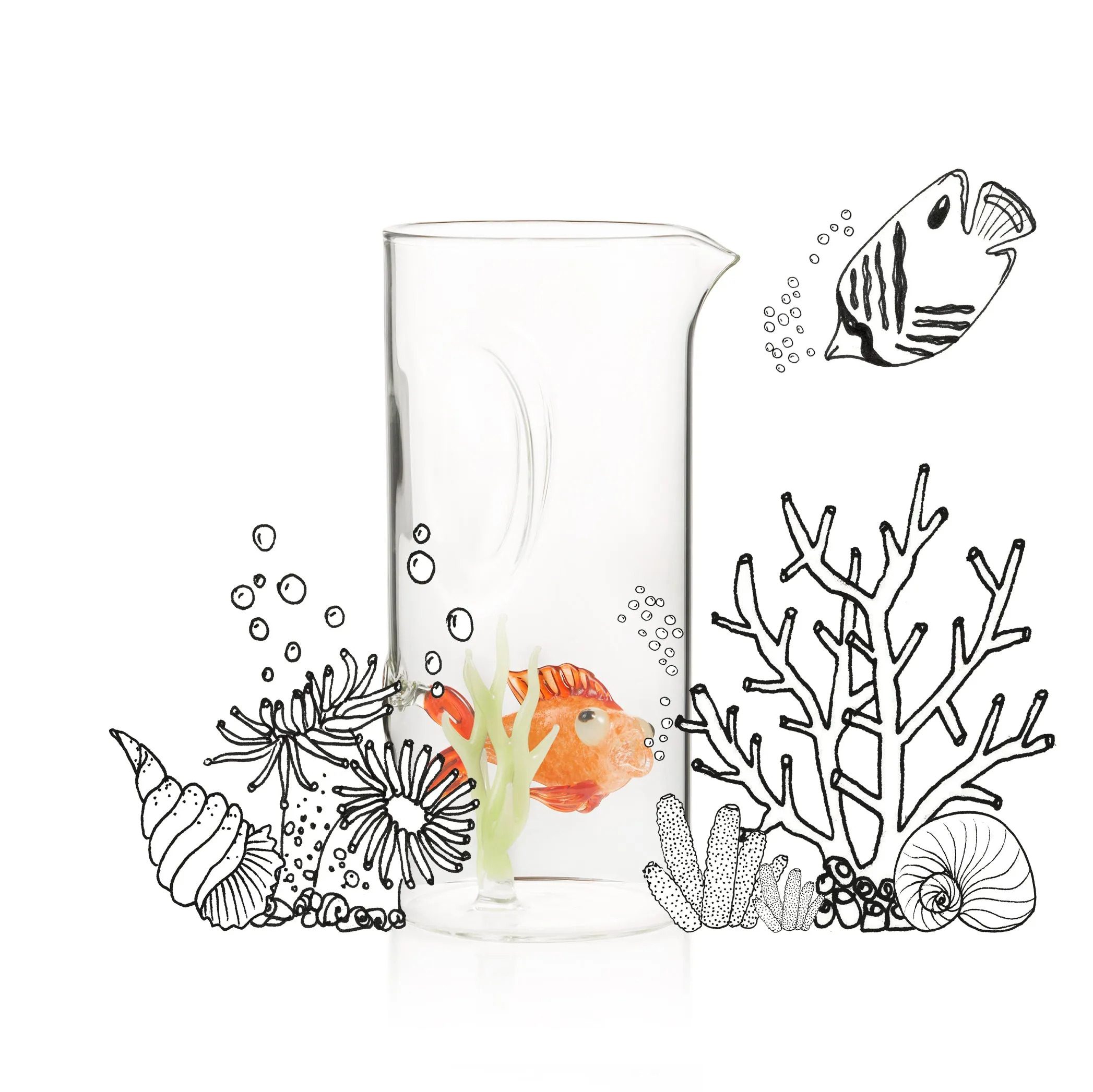 Handblown Glass Goldfish Carafe, 24.5cm