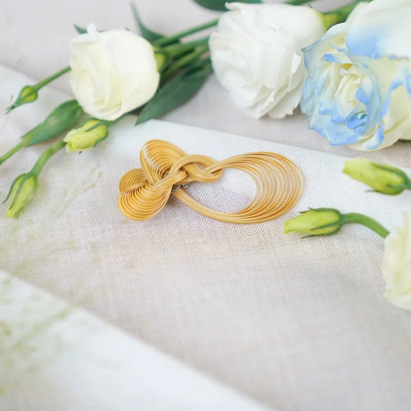 Handcrafted Bamboo Brooch Collection - Elegant Woven Pin Accessories