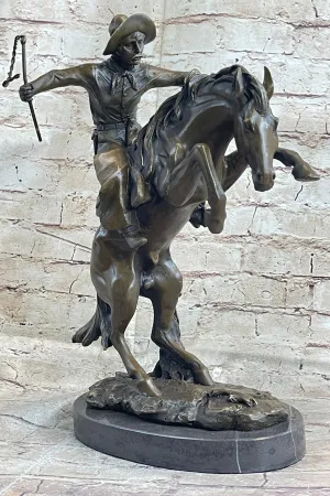 Handcrafted bronze sculpture SALE Remingto By Cowboy West Classic American Decor